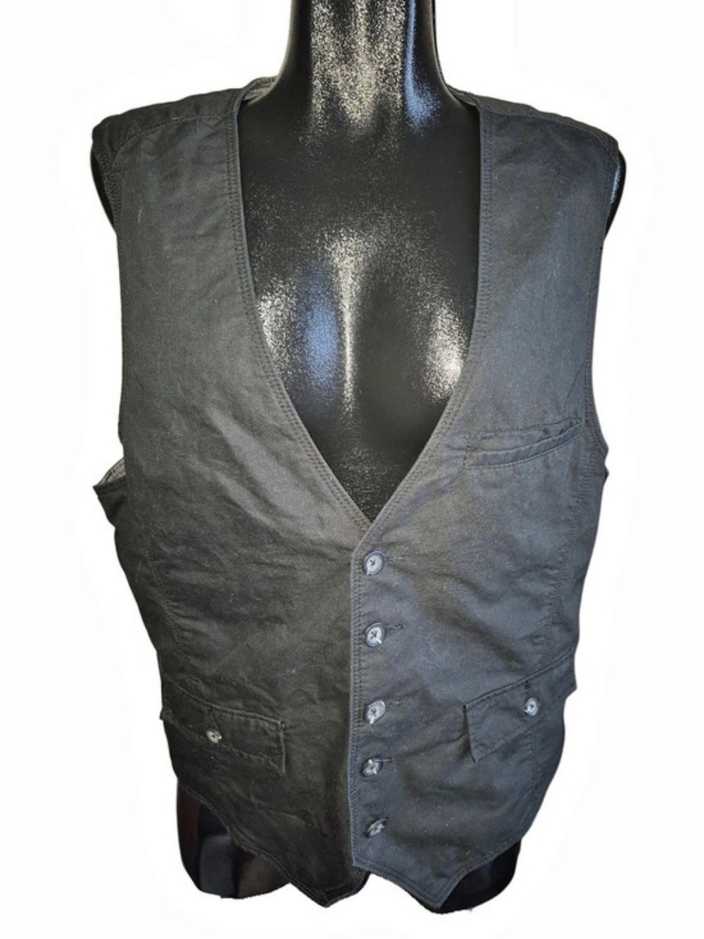 RW&Co. Men's Black Button-Front Cotton Vest Size XL
